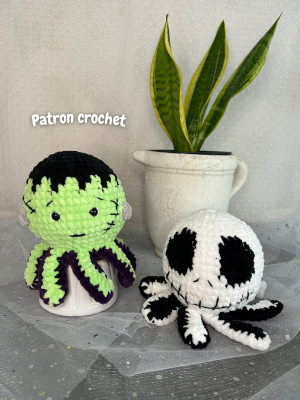 Patron crochet-15 Patron crochet PDF - Pack de 2 pieuvres Halloween
