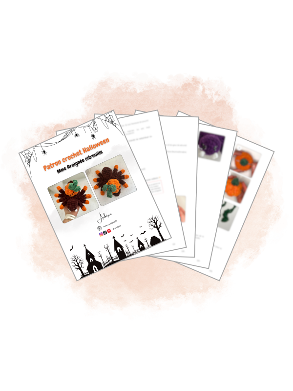 Patron crochet PDF - Mme Araignée citrouille d'Halloween