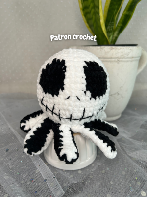 Patron crochet PDF - Poulpe Halloween Jack Skelligton